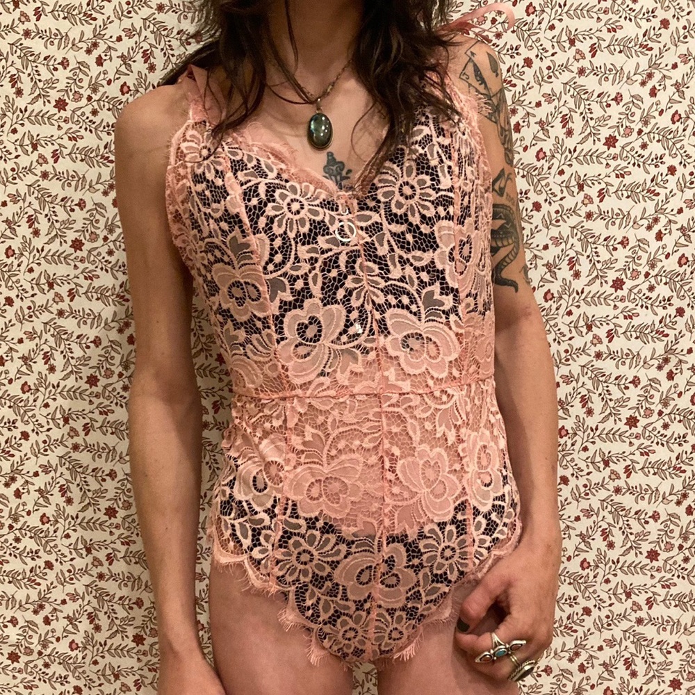 Baby butt pink lace intimate one piece 💝